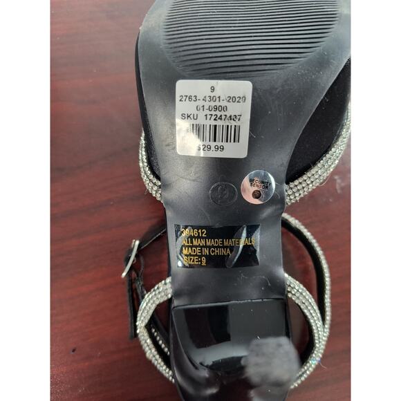 Charlotte Russe Rhinestone Bow Stiletto Heels Women's Size 9 Black Ankle Strap - Picture 4 of 13